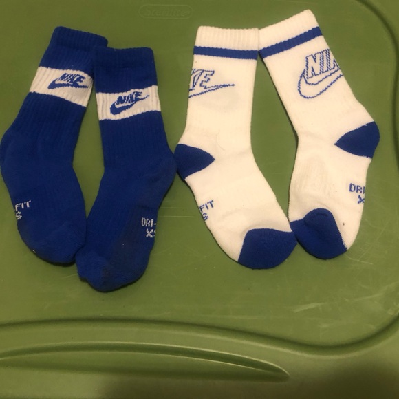 Nike White and Blue Athletic Socks - Picture 1 of 1